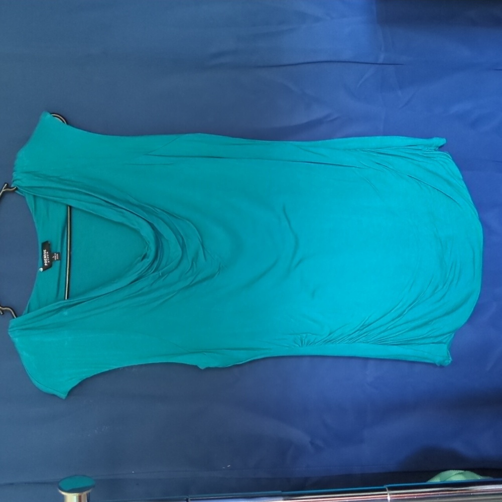 Premise Studio Large Blue Cowl Neck Short Sleeve Blouse sz L